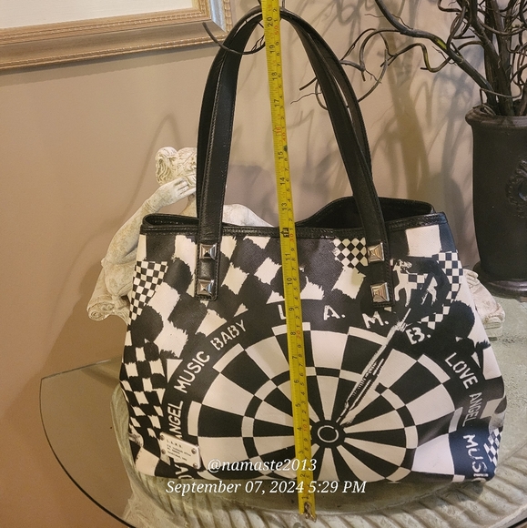 L.A.M.B Gwen Stefani Dartboard Tote Vintage Designer Celebrity Leather Canvas 25 - Picture 7 of 16